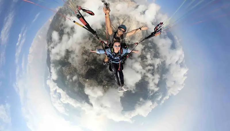 Tandem paragliding over Oludeniz